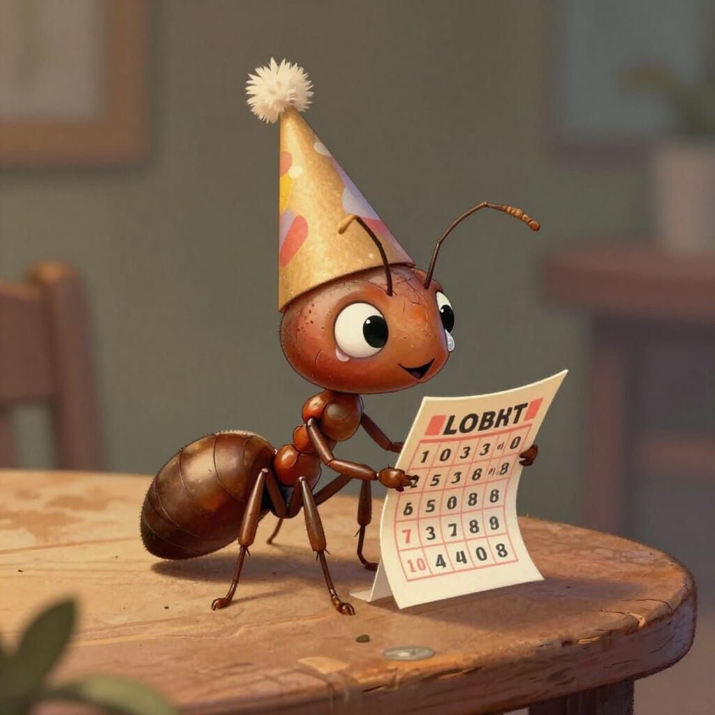 Ant Celebrates Winning Lottery Ticket Quietly