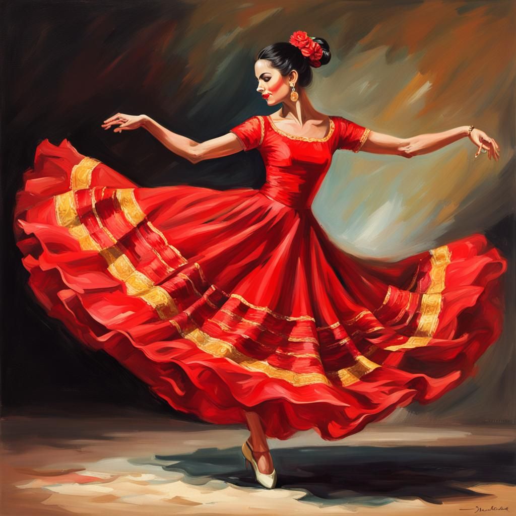Spanish Dancer in Red Dress