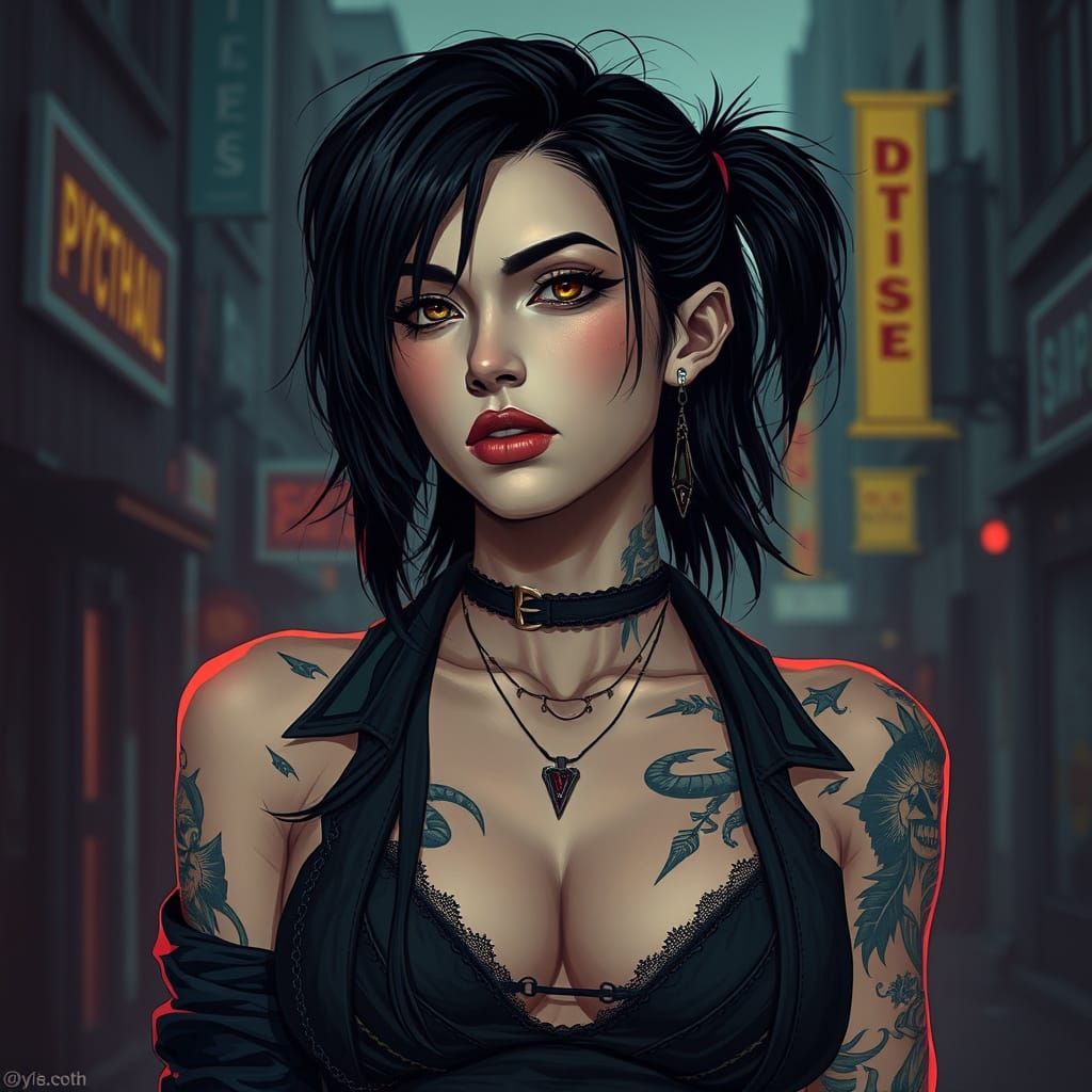 Cyberpunk Psychopath Girl with Edgy Style