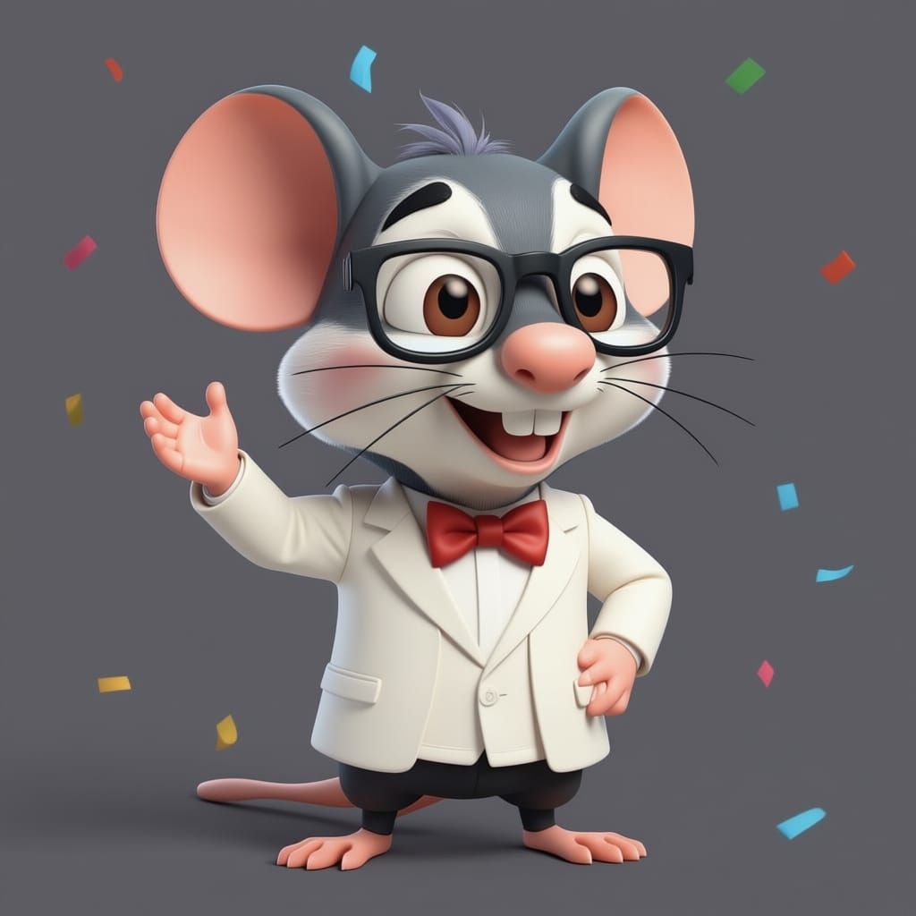 Pixar-Style 3D Cartoon Rat Mascot