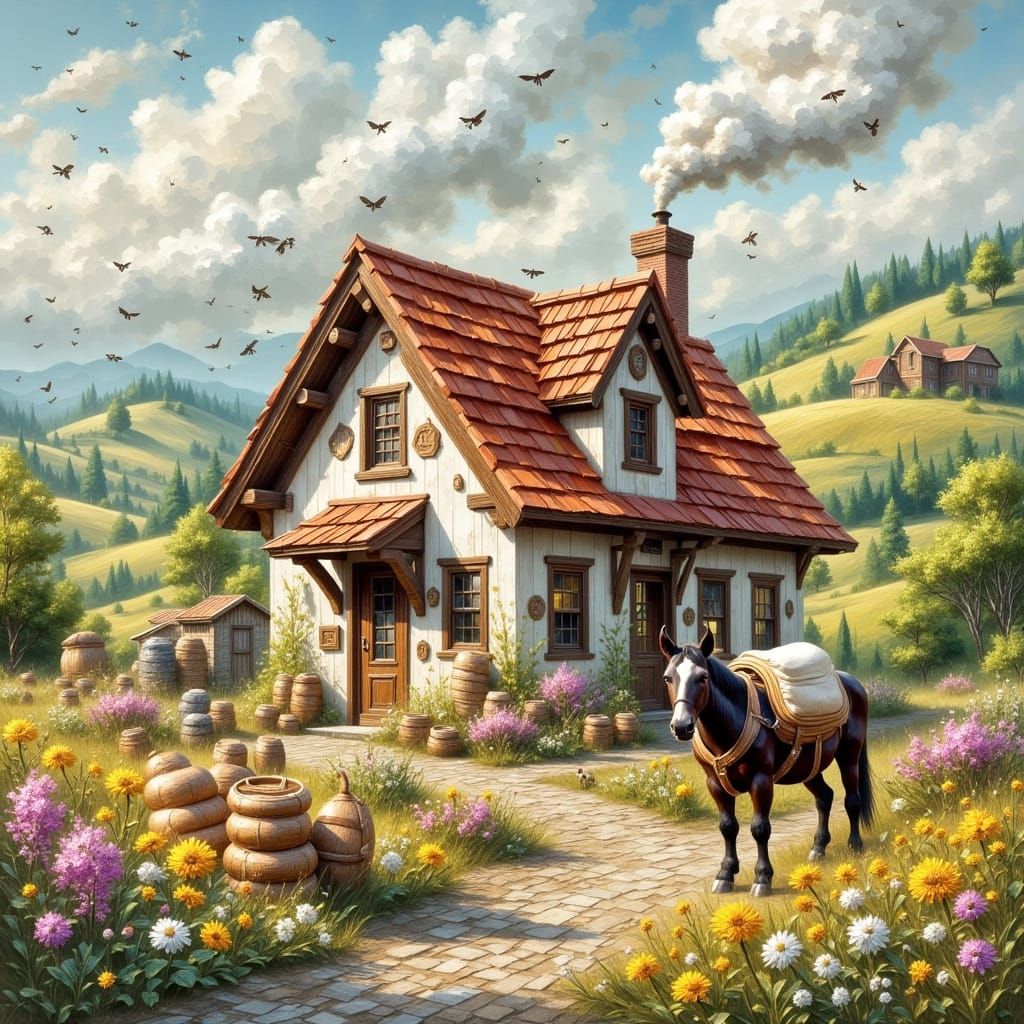 Charming Country Bakery in Impasto Style