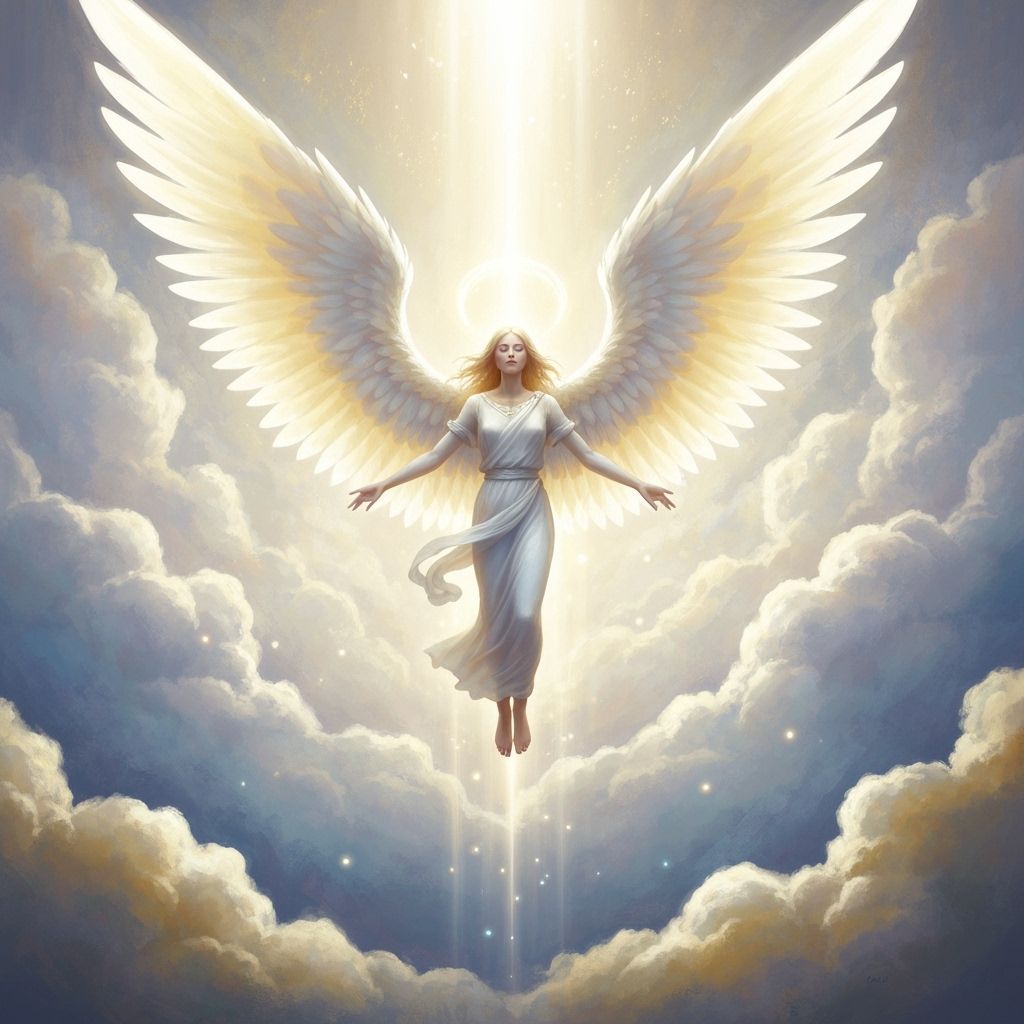 Ethereal Angel Descending in Divine Light