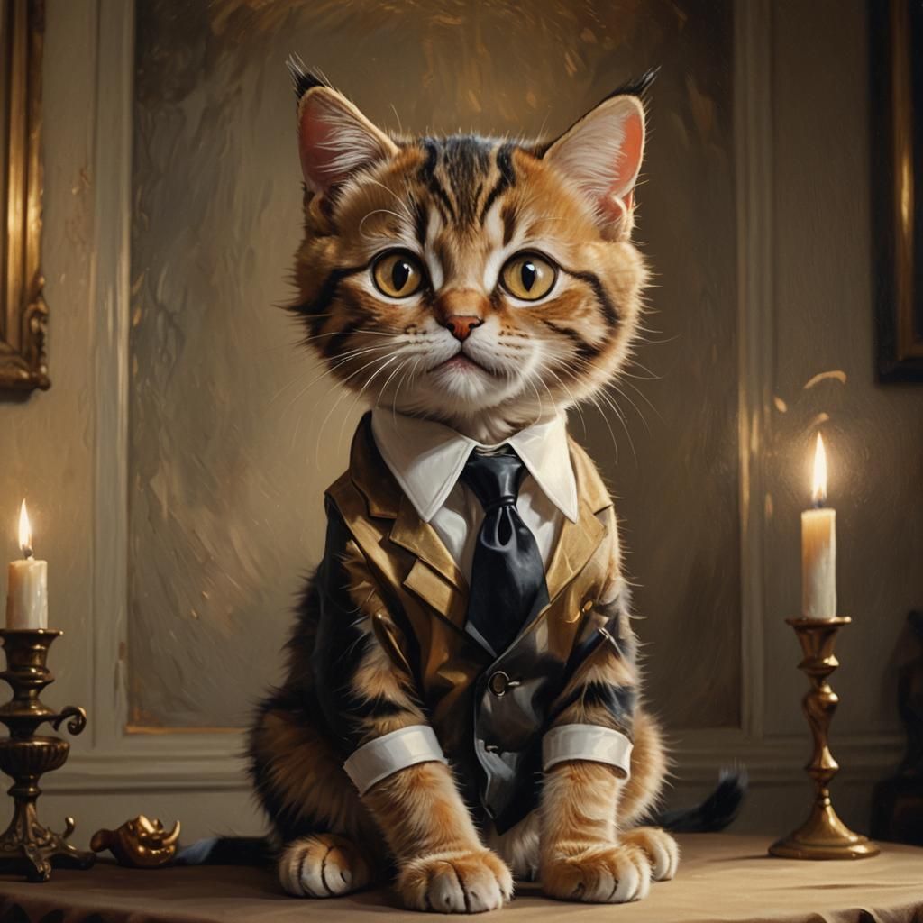 Kitty Cat as Hannibal Lecter in Oil Painting Style