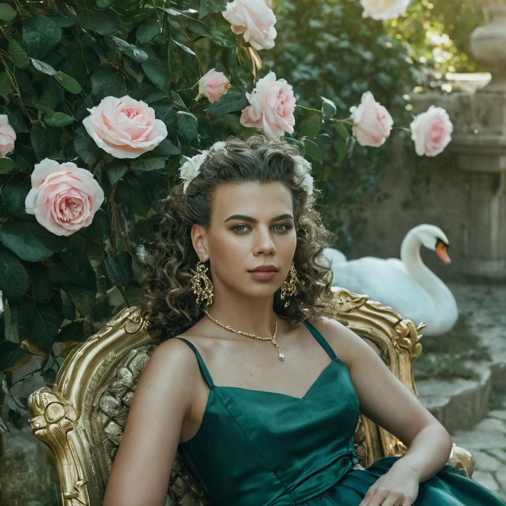 Aphrodite in Garden: Baroque Portrait Inspired by Old Master...