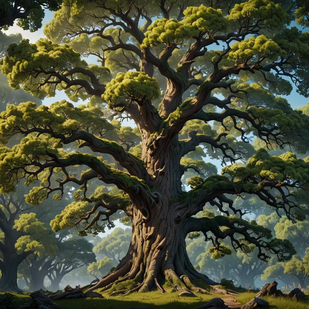 Detailed Oak Tree Matte Painting in Unreal Engine
