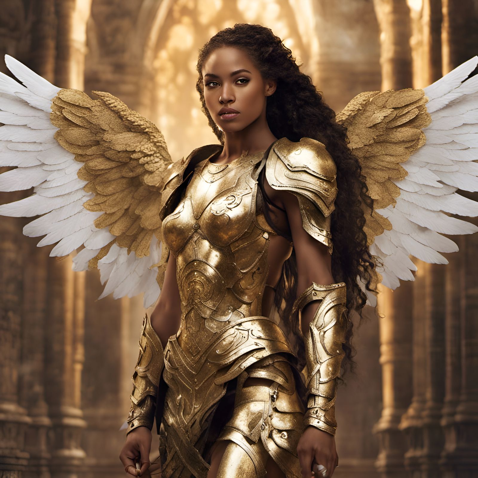 Dominican Warrior Angel in Golden Armor
