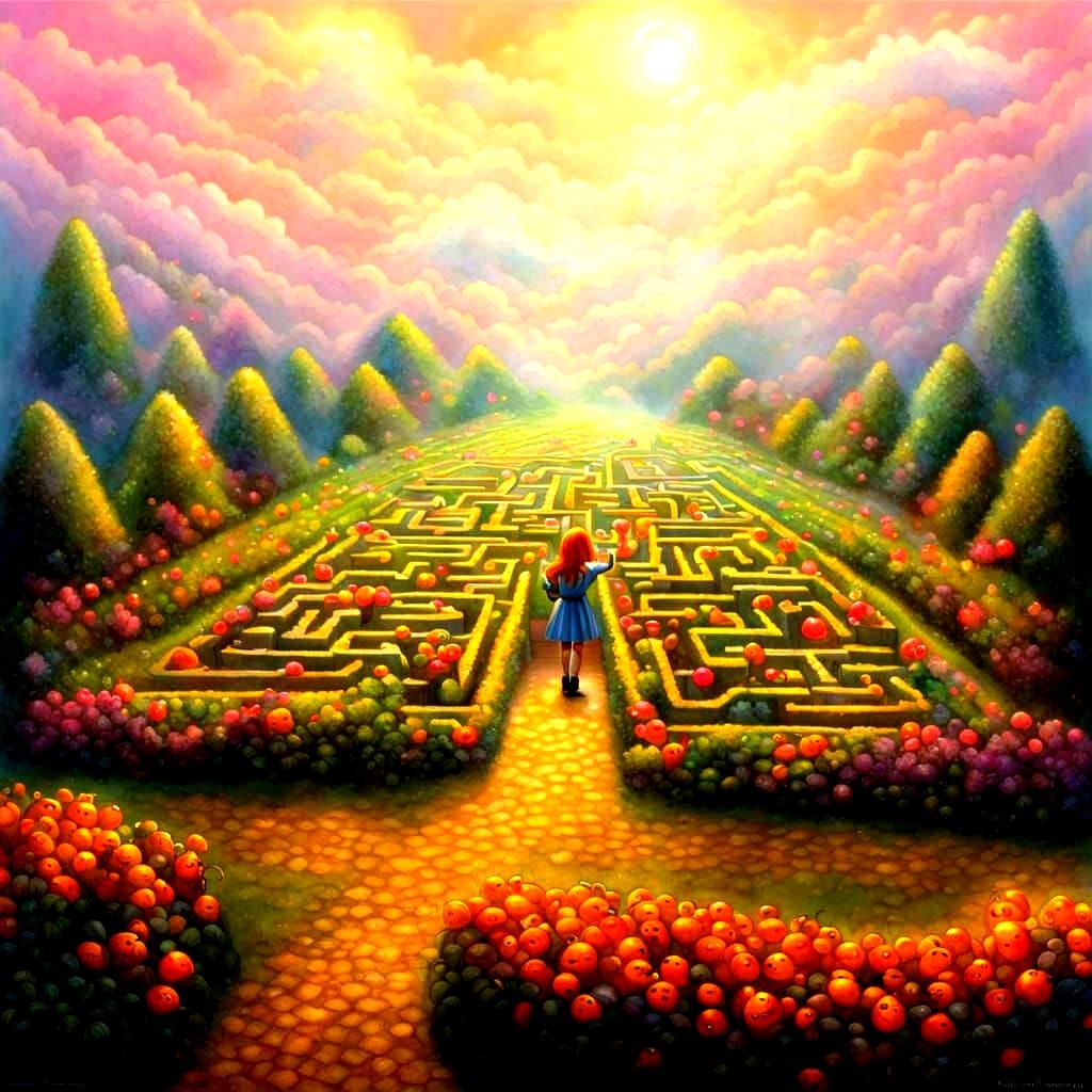Ms. Pacman in a Corn Maze, Ethereal Fantasy Art