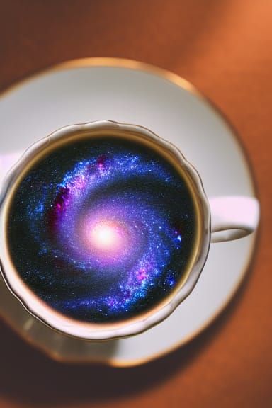 Galaxy in Teacup: Cinematic Cafe Backdrop