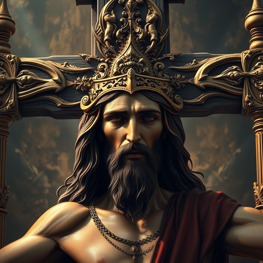 Jesus on Cross: Fantasy Art Inspired by Syd Mead