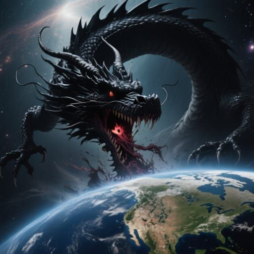 Cosmic Dragon Devours Earth in Cosmic Horror