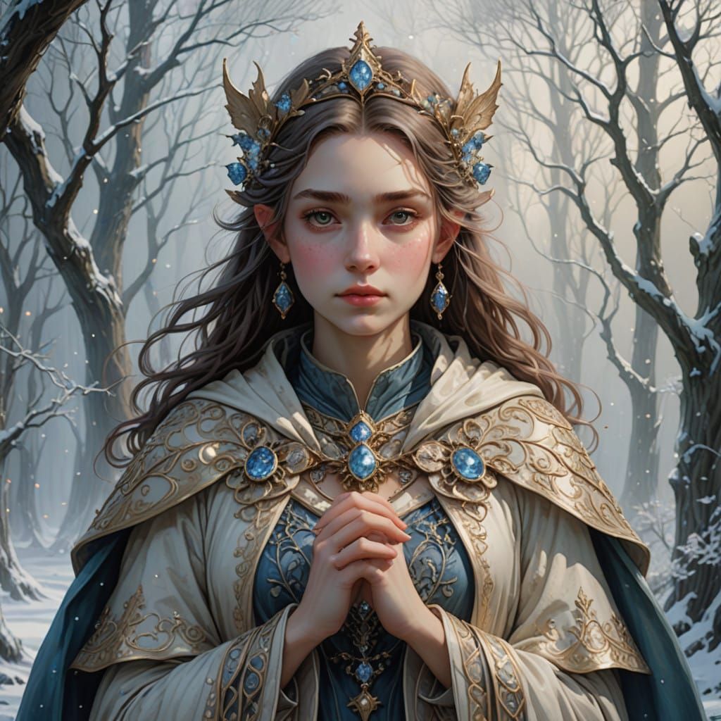 A Portrait of a Beautiful Georgian Princess at winter