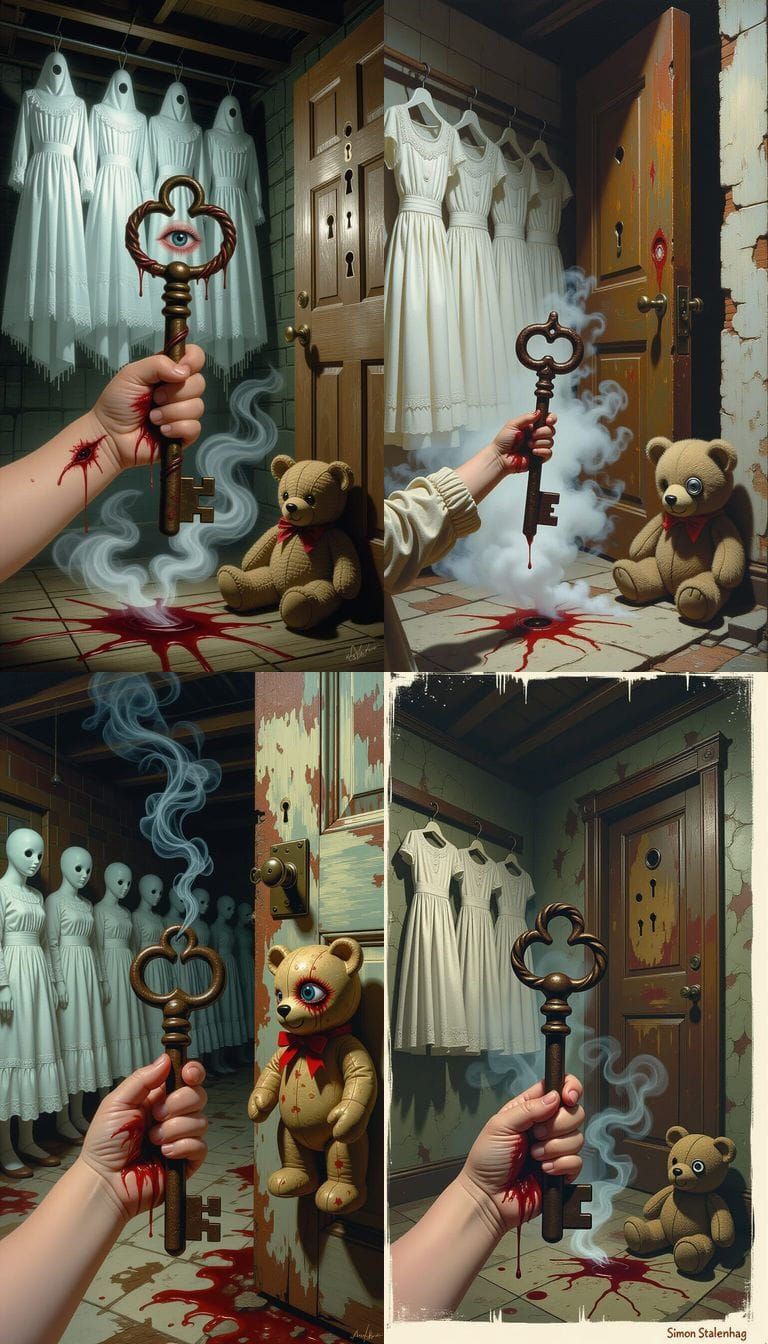 Eerie Key With Snake Heads, Hyperrealistic Concept Art