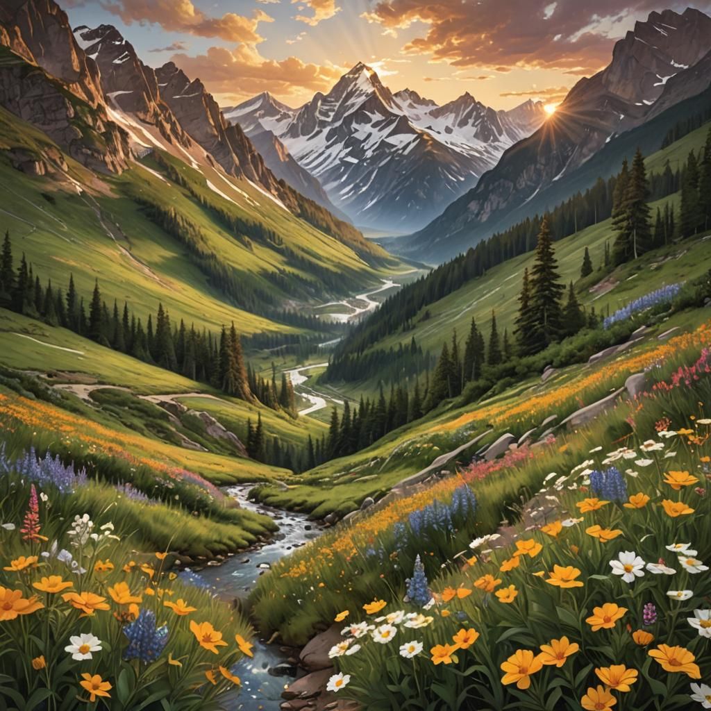 Majestic Mountain Sunset: A Breathtaking Landscape