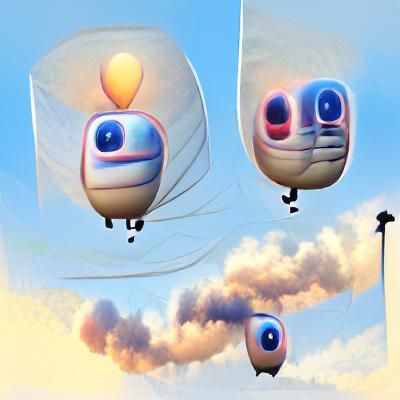Sentient Hot-Air Balloons with Bulging Eyes