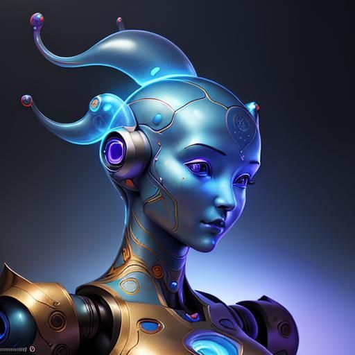 Hyperrealistic Robot Genie in Splash Art Style