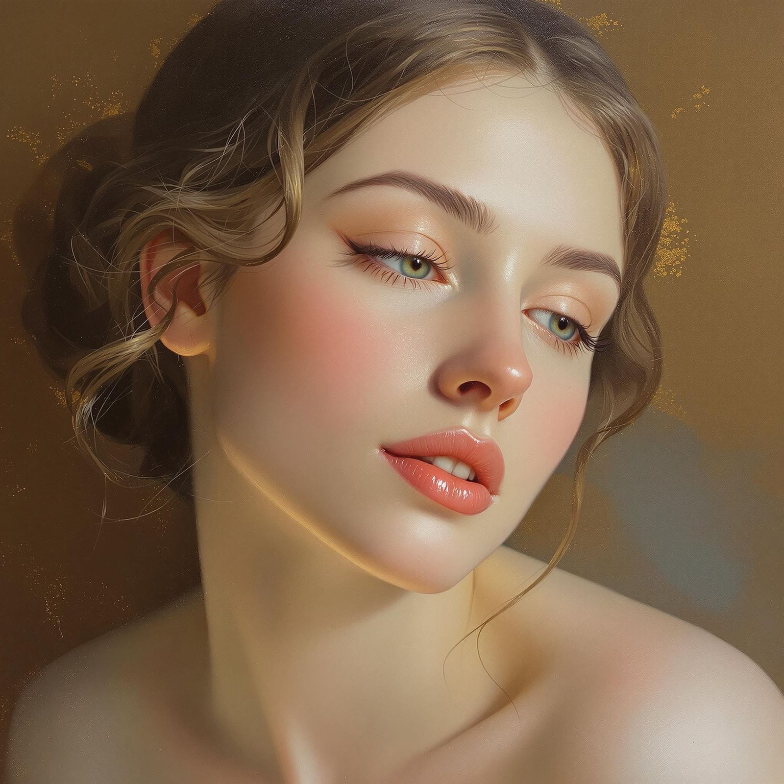 Ethereal Oil Portrait of a Beautiful Woman in Soft Focus