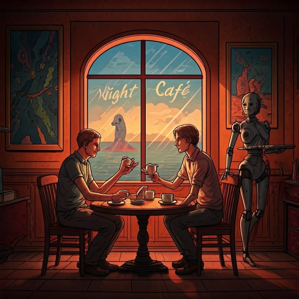 Dreamlike Scene at a Night Cafe