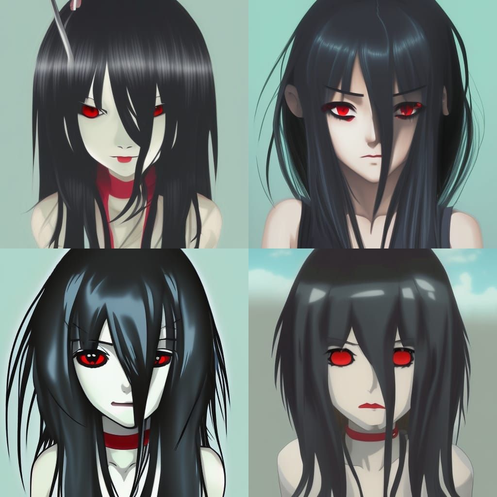 Anime Vampire Girl with Red Eyes