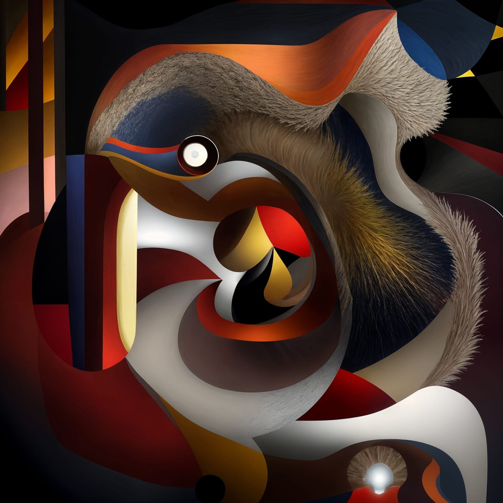 Abstract Angular Painting in Red, Yellow and Blue