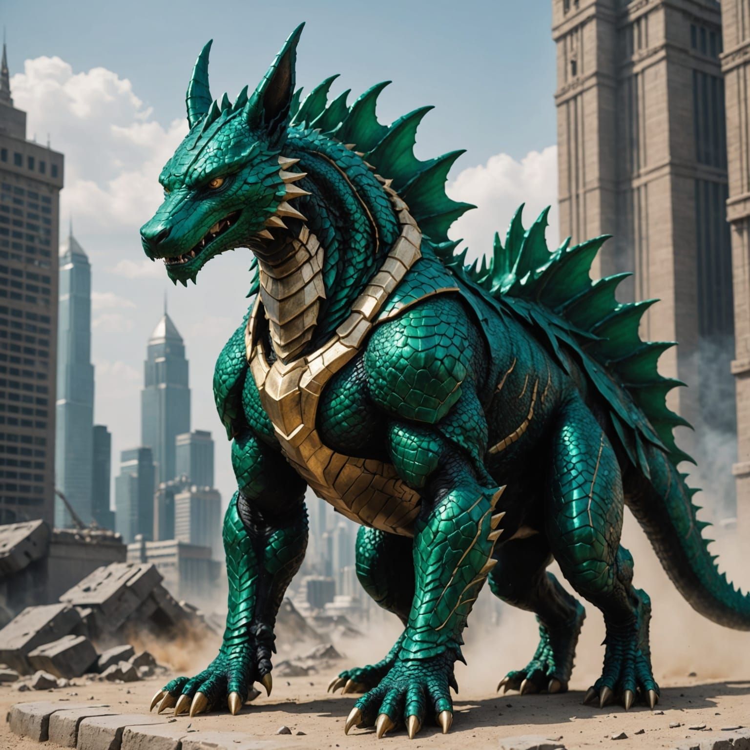 Emerald Anubis Godzilla Dragon Hybrid