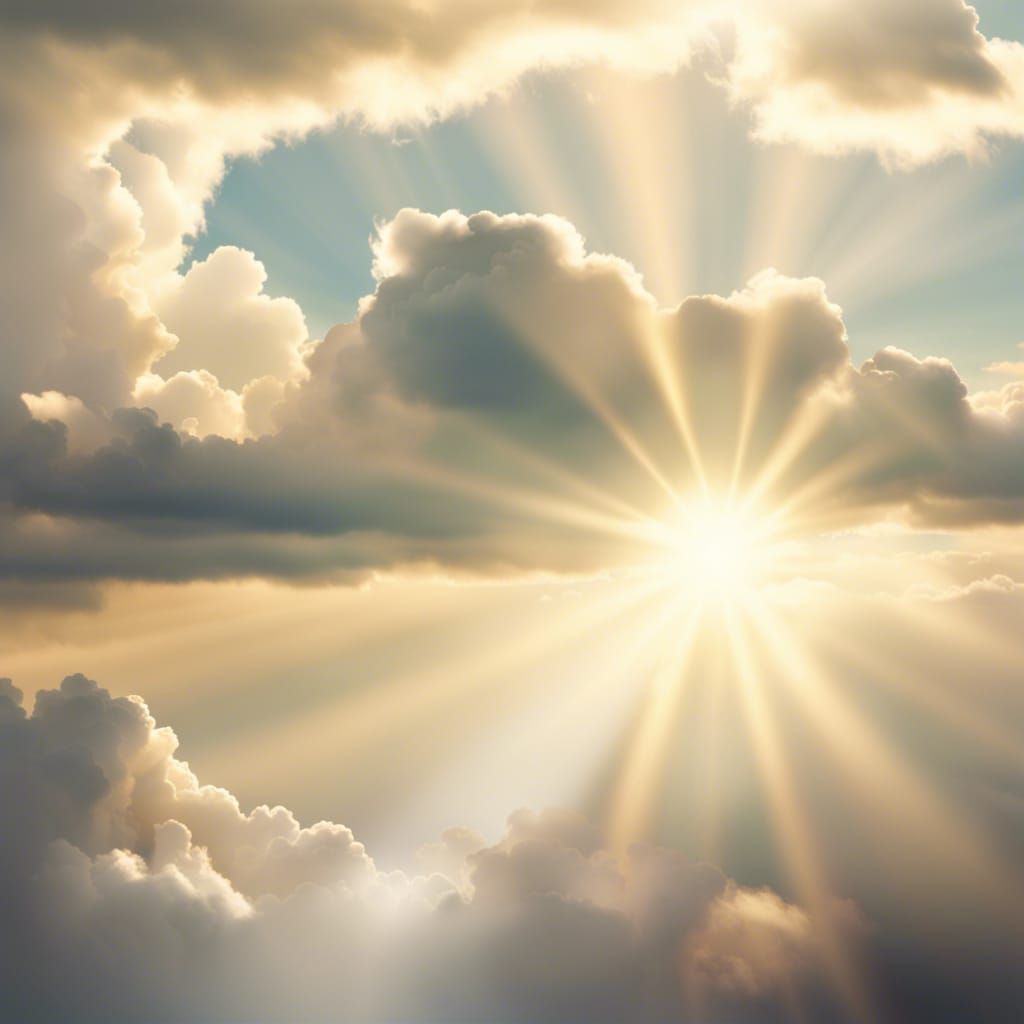 Heavenly Sunshine Beams Through Divine Clouds