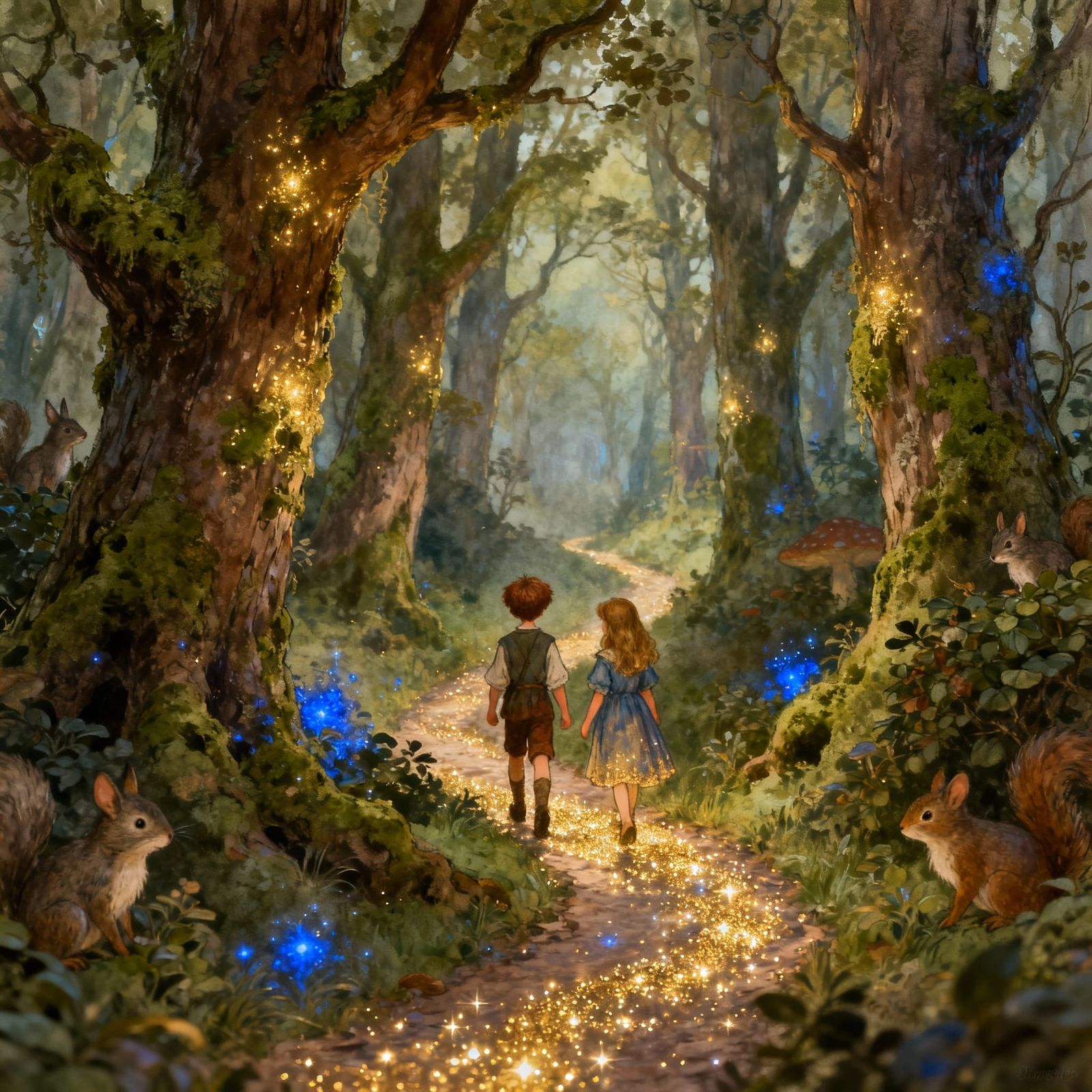 Enchanted Forest Adventure With Children In Storybook Style
