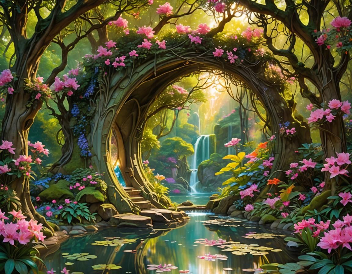 Enchanted Fairy Portal in Art Nouveau Style