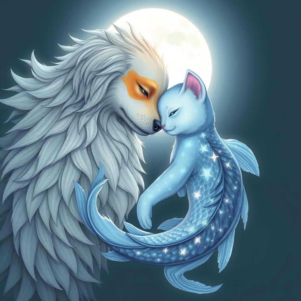 Ethereal Pets in Whimsical Dream Scene