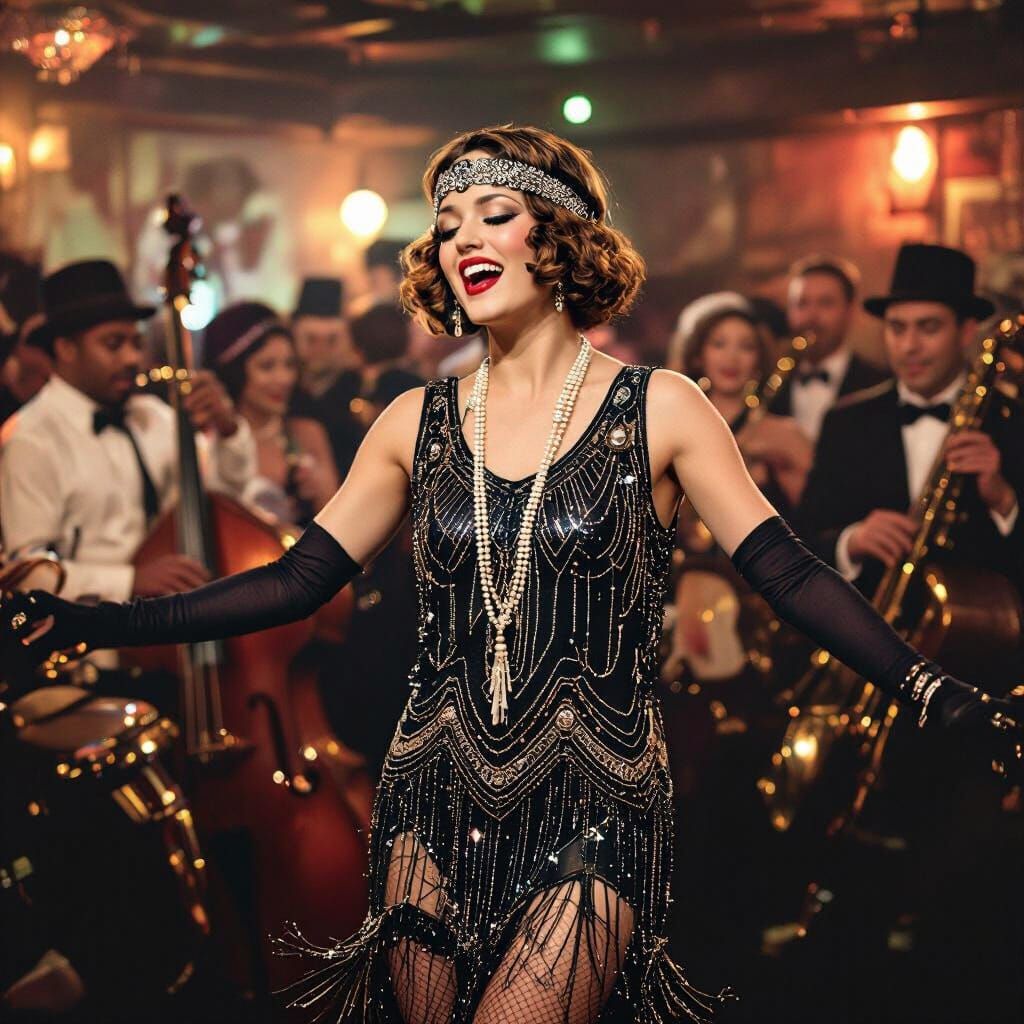 Roaring 20s Flapper Girl in Vintage Photo Style