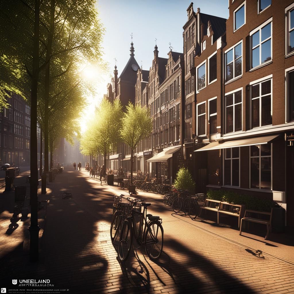 Amsterdam Sunshine: 3D Rendered Cityscape