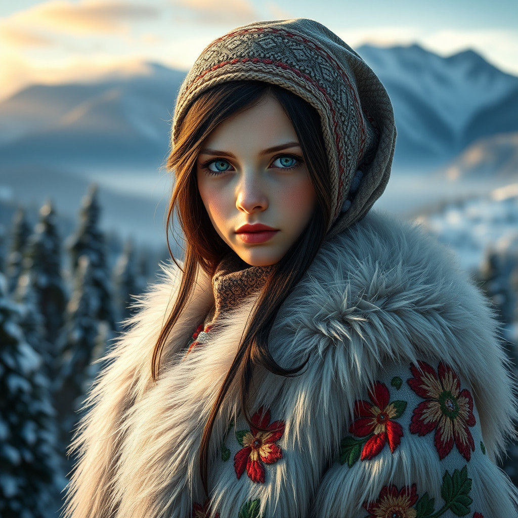 Amidst the cold embrace of the Carpathian Mountain snow, her beauty shines like a warm fire along with a heart that melt...