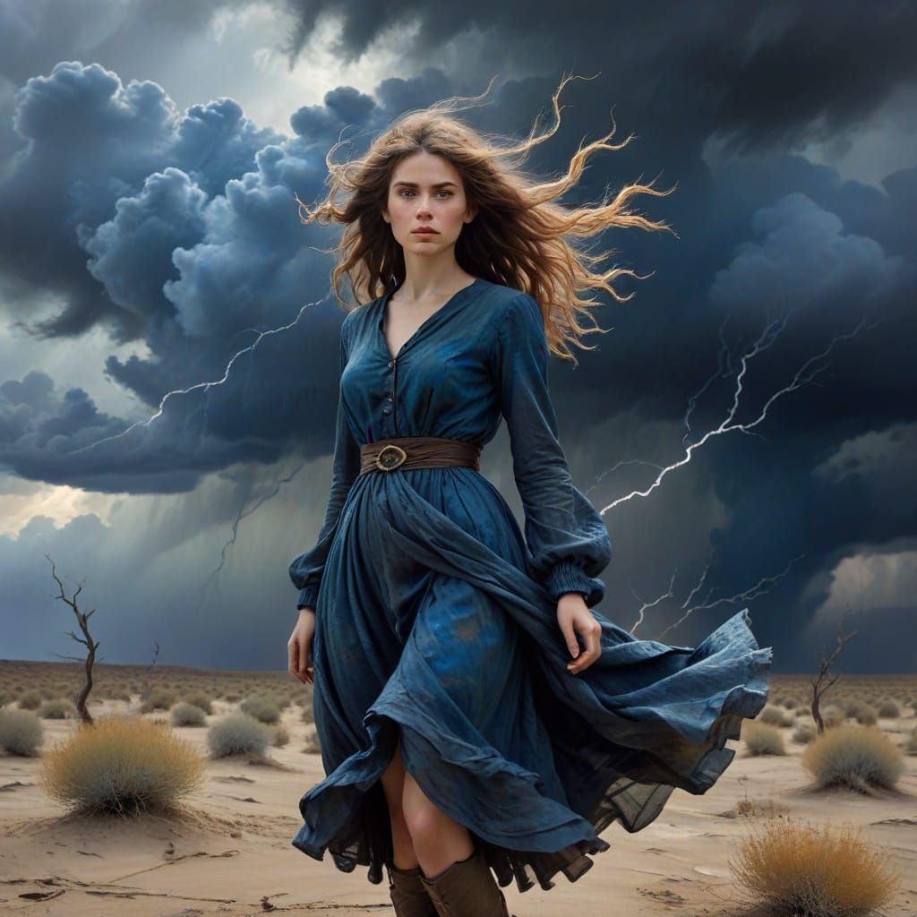 Mystical Desert Witch Captured in Dreamy Expressionist Water...