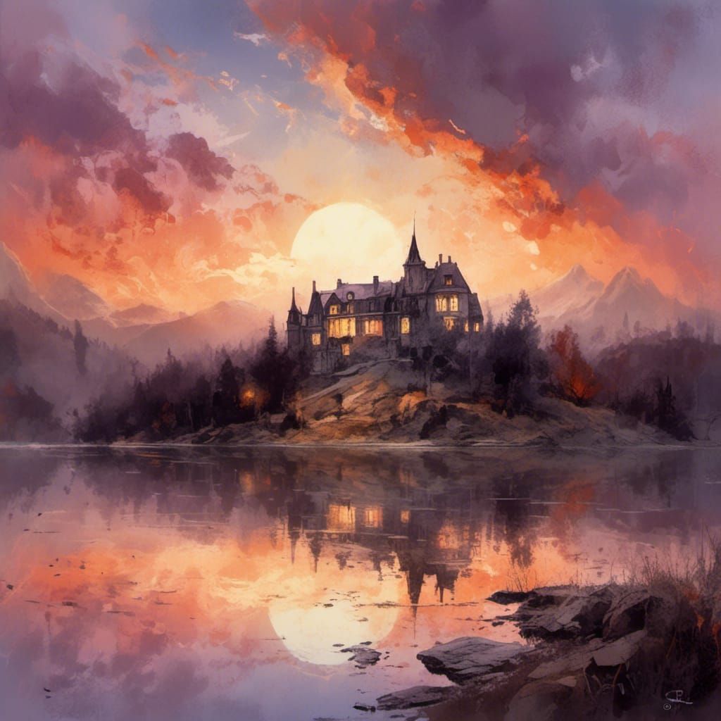 Medecroft Hall by Moonlight