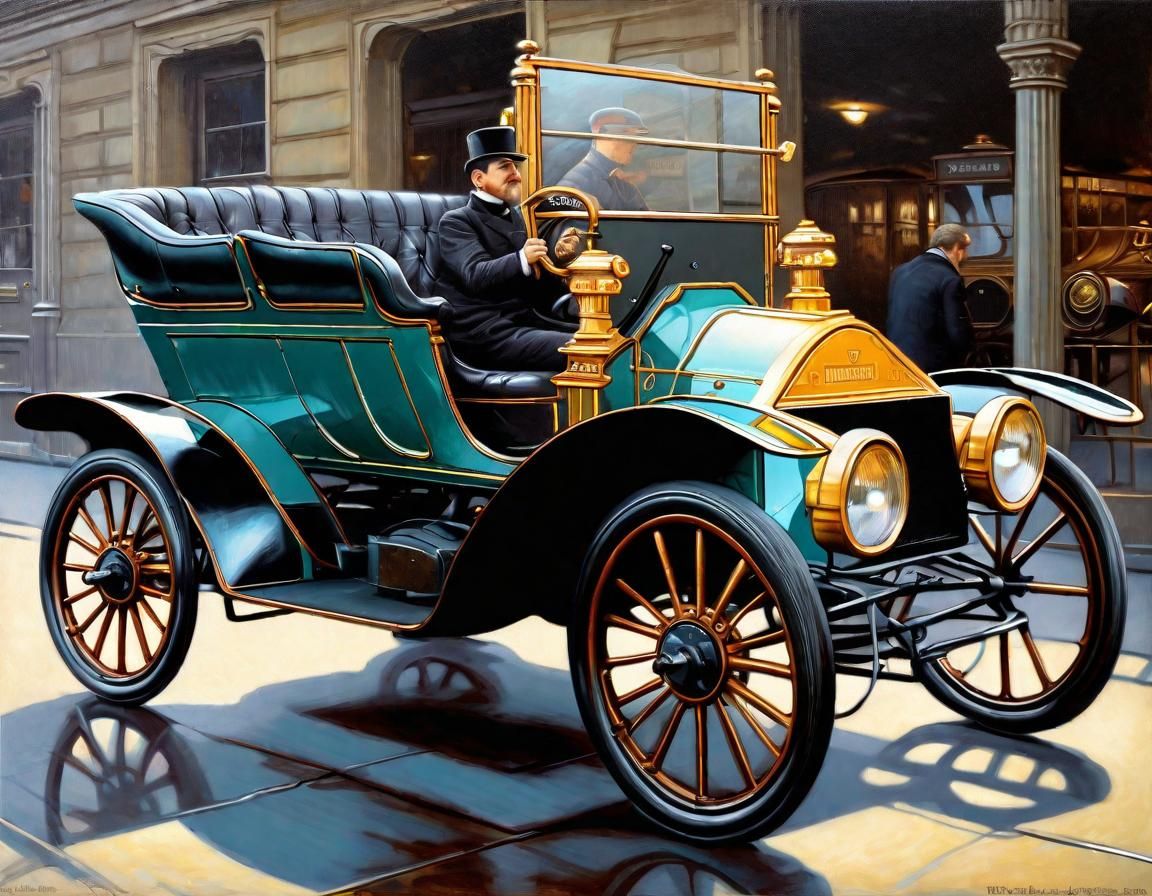 1905 Siemens Elektrische Viktoria Car in Oil Paint