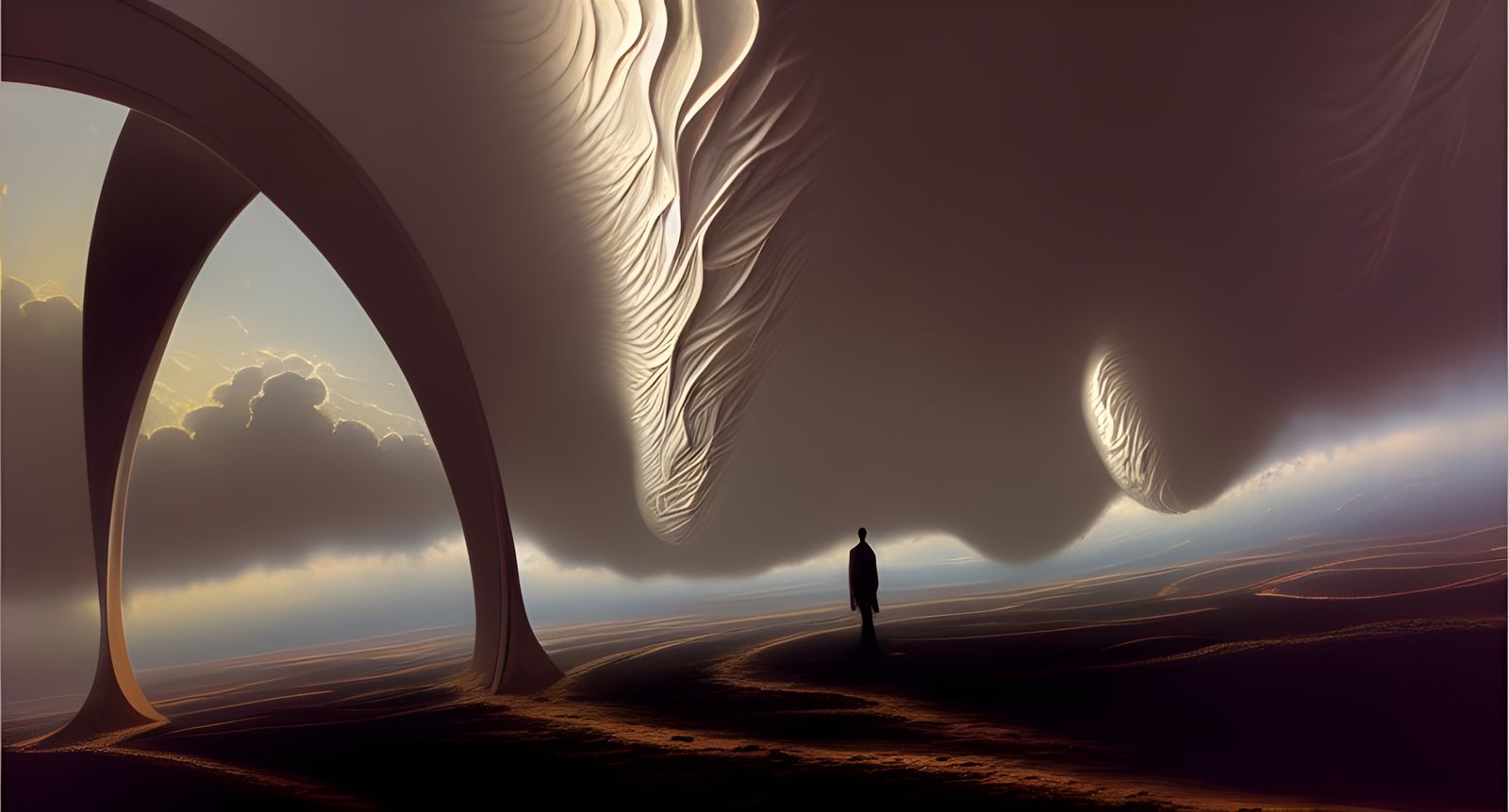 Surreal World Walker on Metal Arch