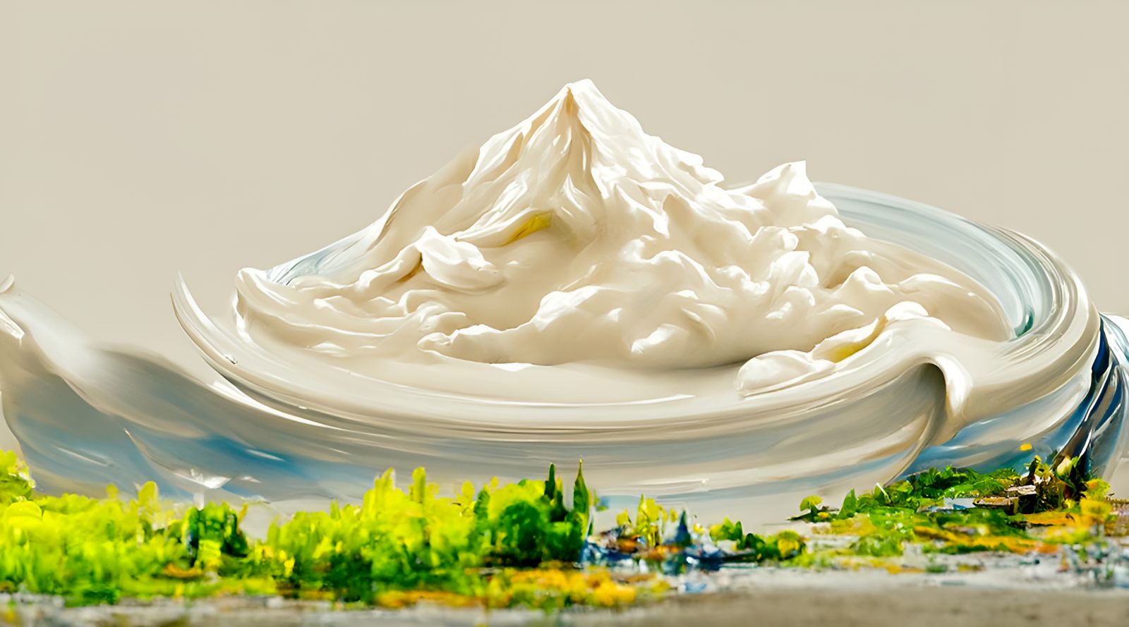 Mayonnaise Landscape Painting in Hyperrealism Style