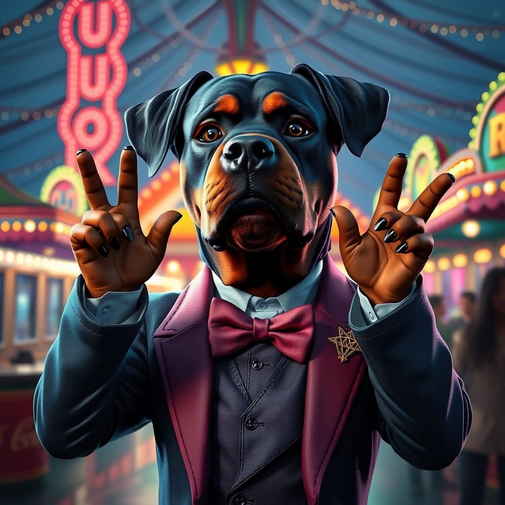 Rottweiler Carnival Character in Fantasy Style