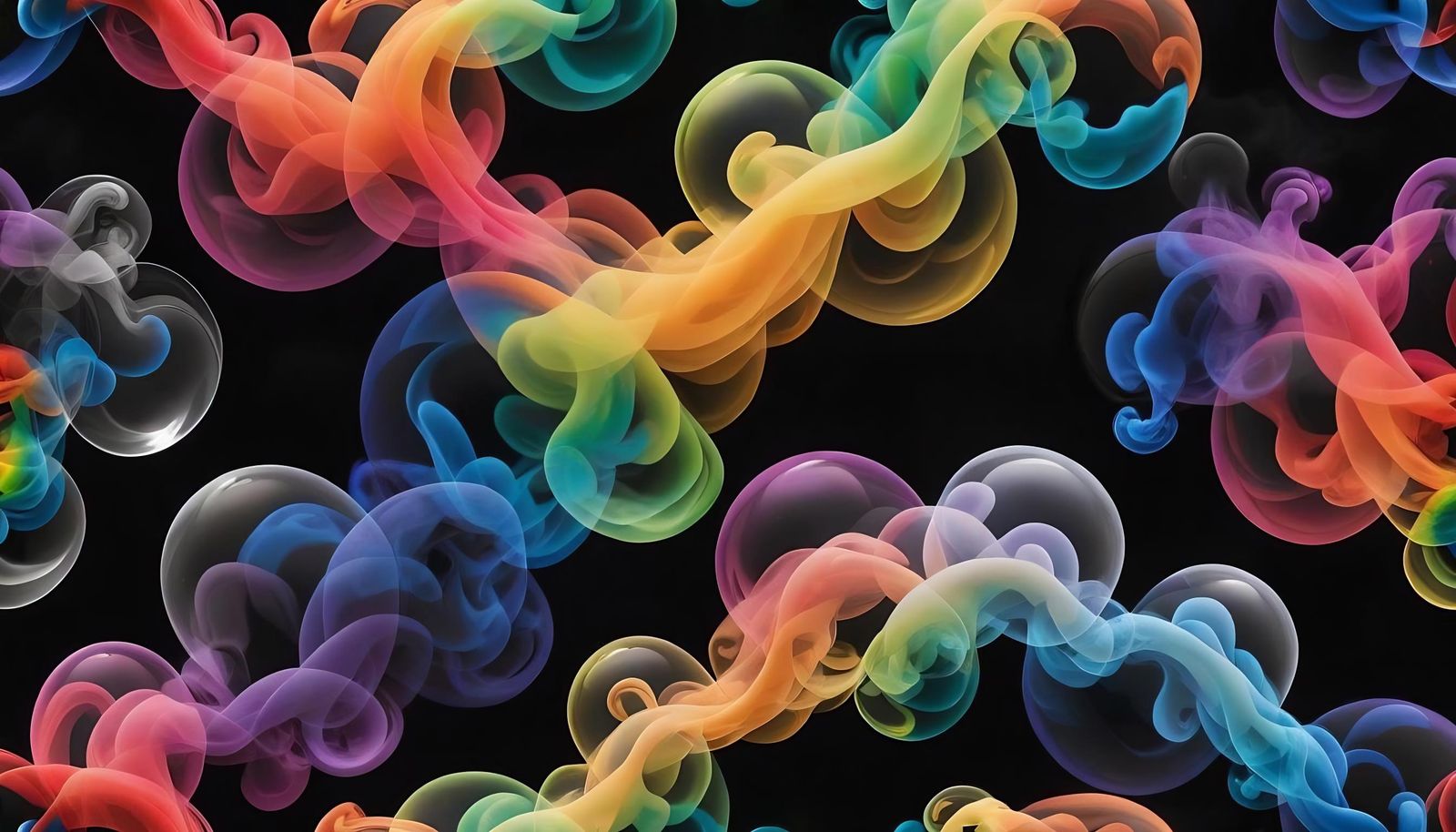 Rainbow Smoke Bubble Hybrids on Quilted Background