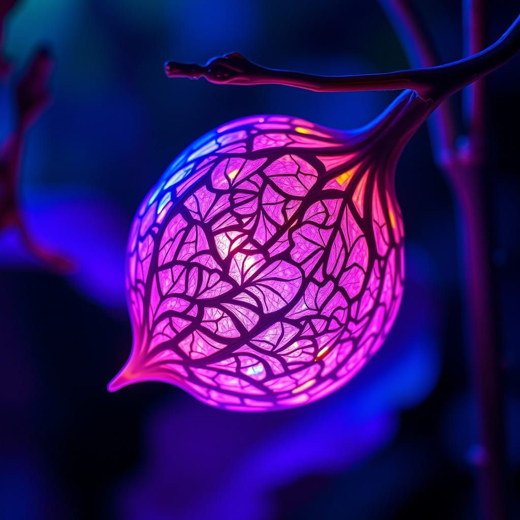 Illuminated Organic Seedpod in Dreamlike Detail