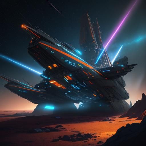 Spaceship Toy Navigating Asteroid Field in Sci-Fi Style