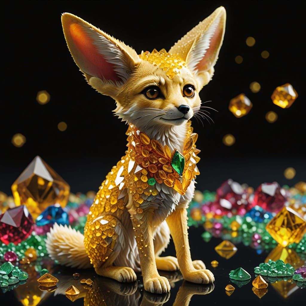 Crystal Little Prince and Fennec Fox 3D Render
