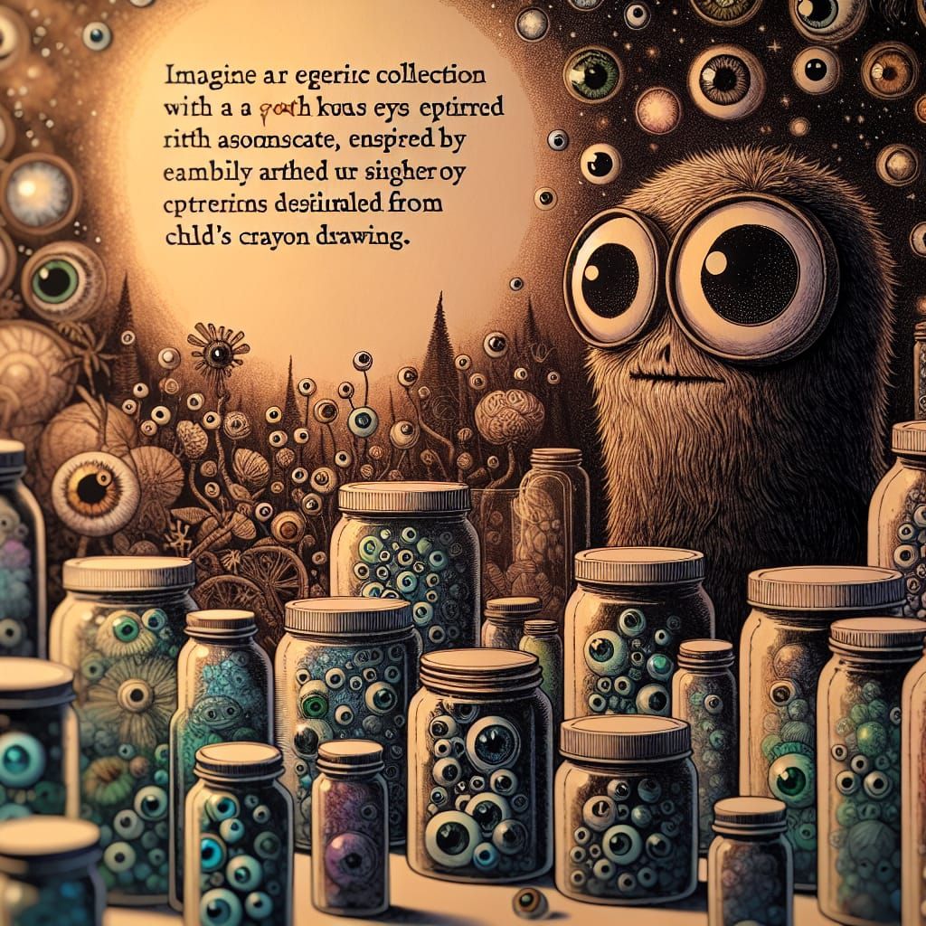 Gothic Creature with Googly Eyes and Dream Jars