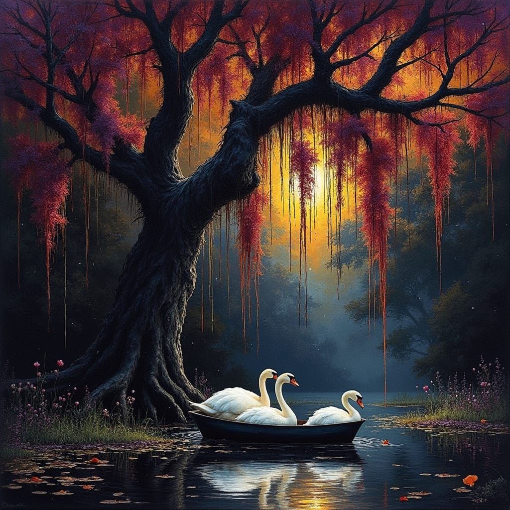 Autumn Cypress Dream in Grunge Hues