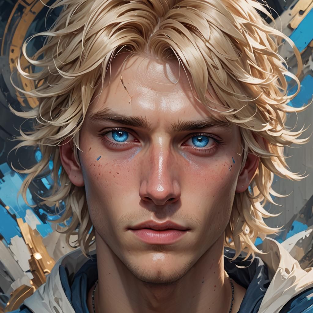 Detailed Portrait of Blonde Boy in Hyperrealistic Style