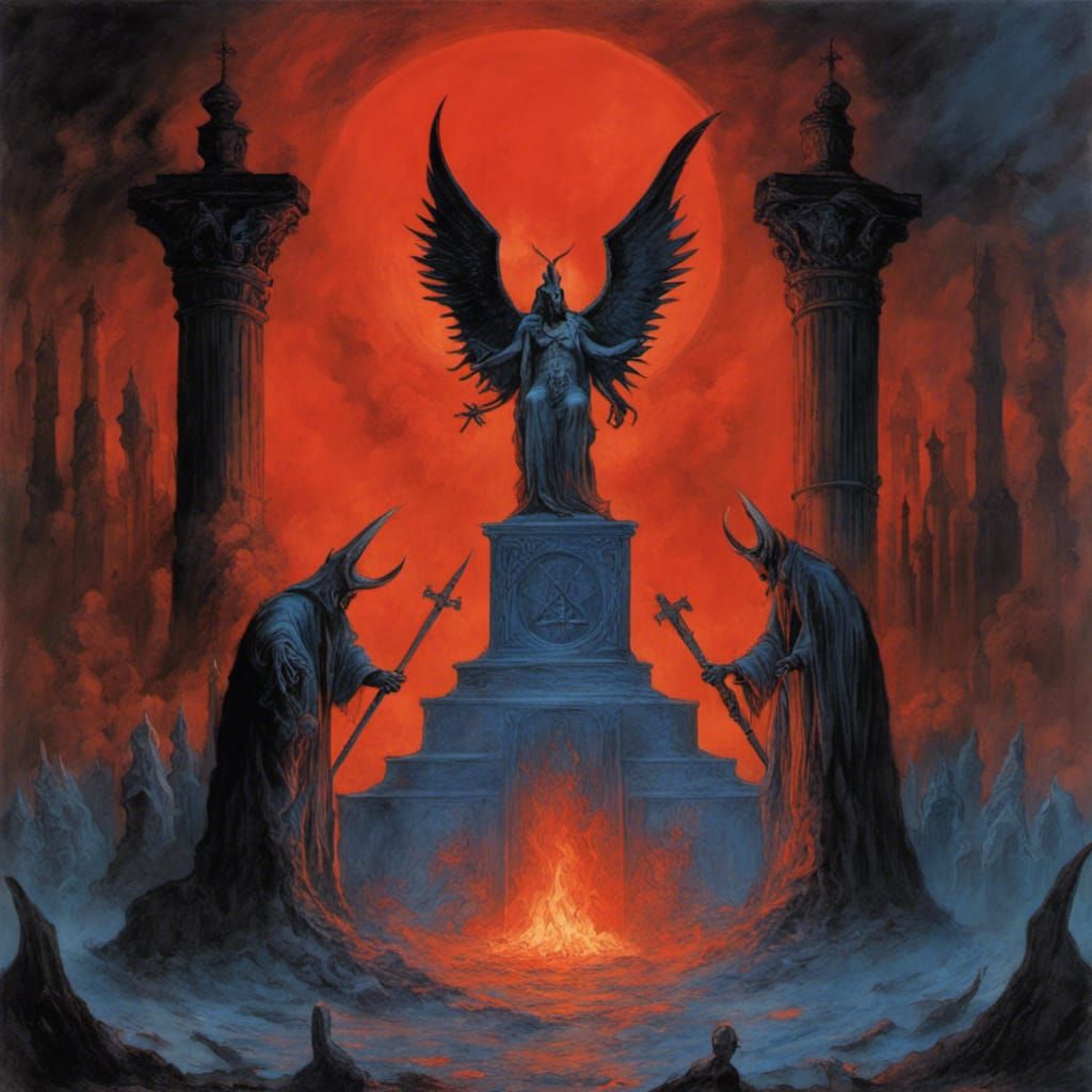Baphomet and Knight Templar Altar in Hellscape
