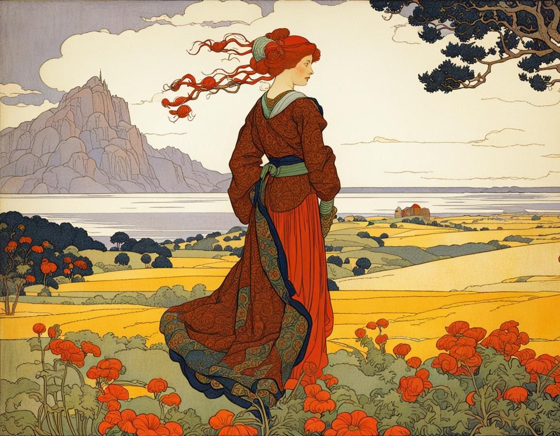 Elegant Art Nouveau Portrait of a Woman