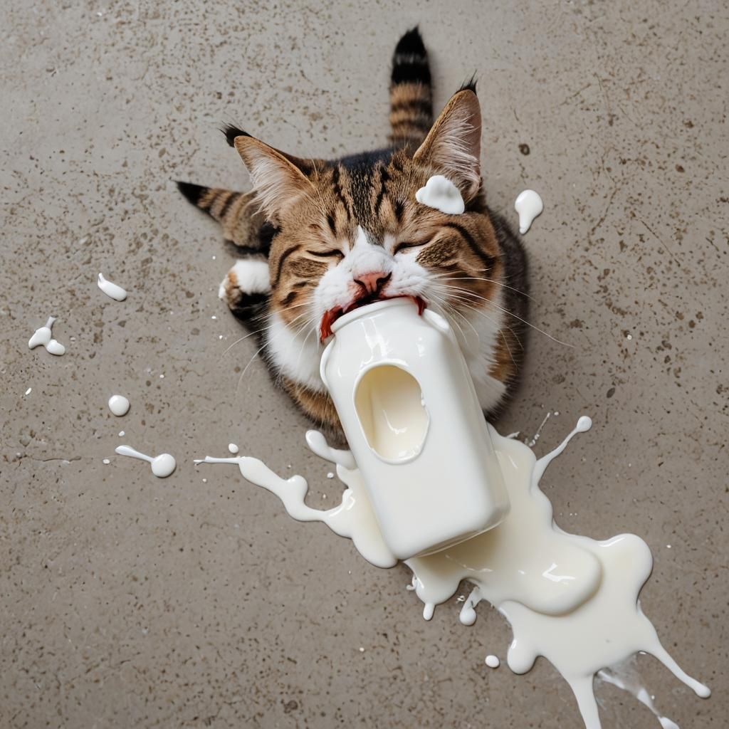 Cat Crying Over Spilled Milk: A Humorous Scene