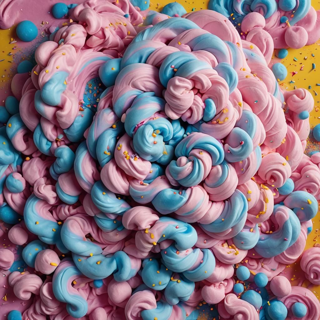 Hyperrealistic Cotton Candy Swirl in Splash Art Style