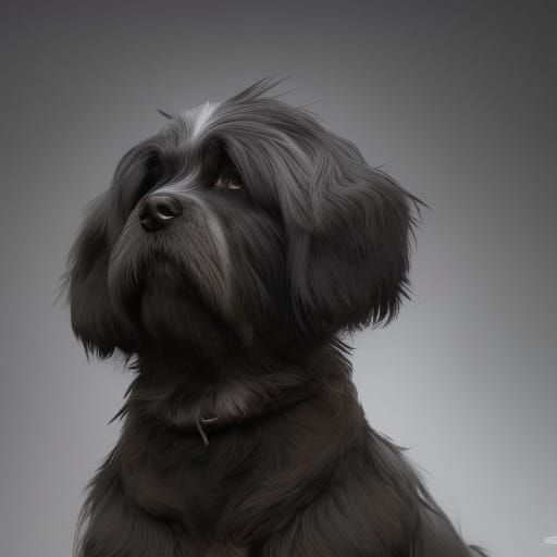 Lassa Apso Portrait in Hyperdetailed Ukiyo-e Style