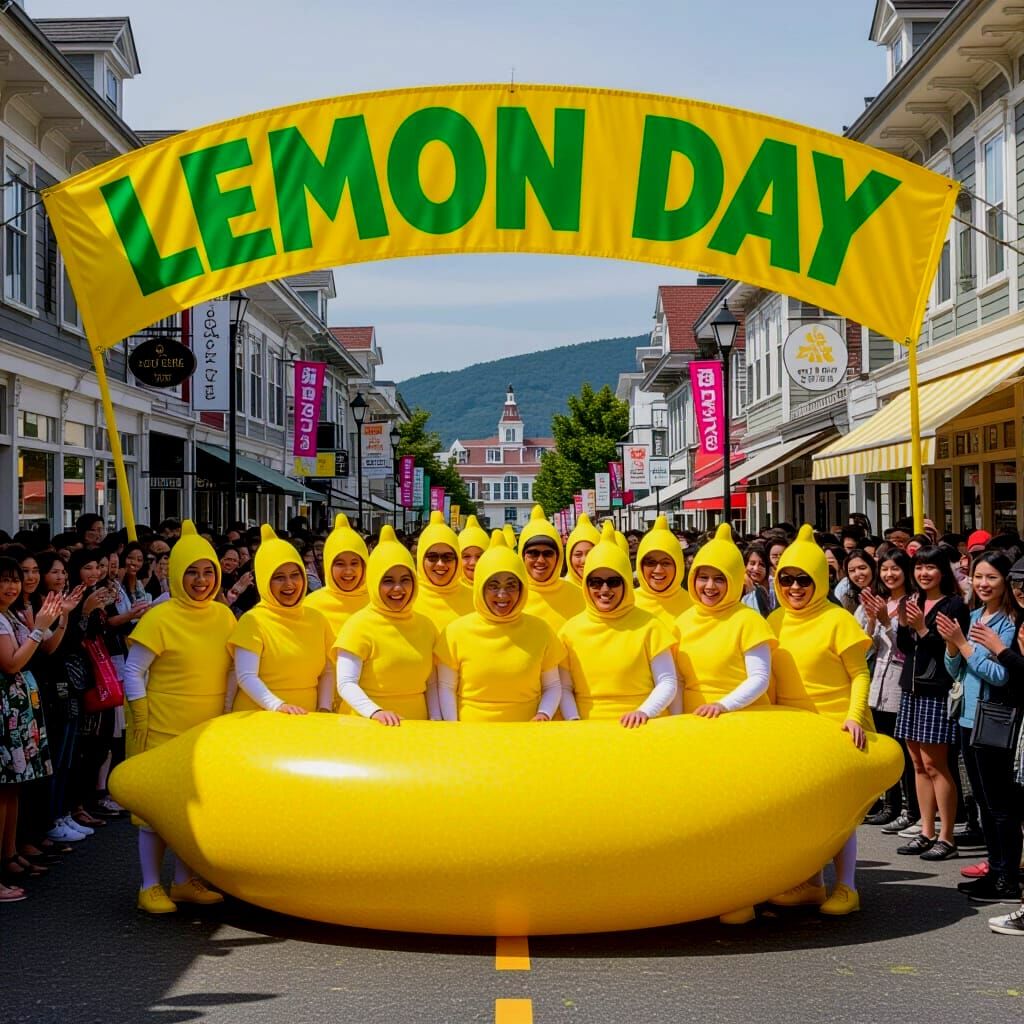 Joyful Lemon Day Celebration with Lemon Float and Costumed P...